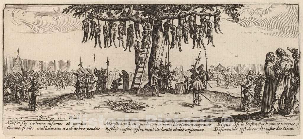 Art Print : Van Schagen After Jacques Callot, The Hanging - Vintage Wall Art