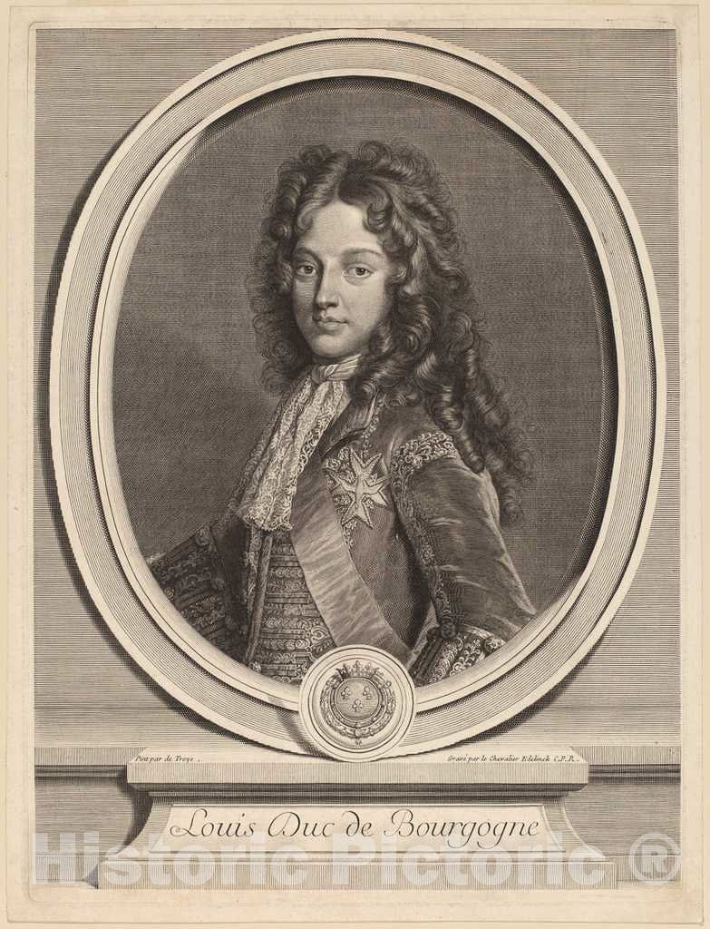 Art Print : Edelinck After de Troy, Louis, Duke of Burgundy - Vintage Wall Art