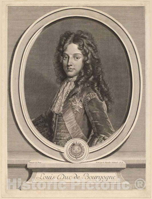 Art Print : Edelinck After de Troy, Louis, Duke of Burgundy - Vintage Wall Art