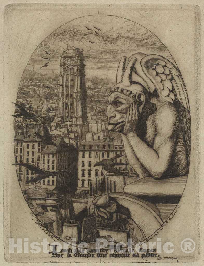 Art Print : Charles Meryon, Le stryge (The Vampire), 1853 - Vintage Wall Art