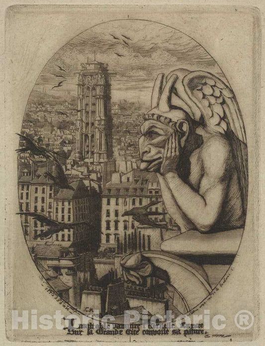 Art Print : Charles Meryon, Le stryge (The Vampire), 1853 - Vintage Wall Art