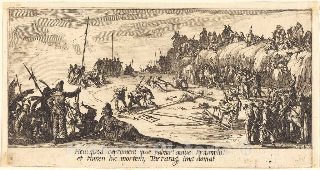 Art Print : Jacques Callot, The Nailing to The Cross, c. 1618 - Vintage Wall Art