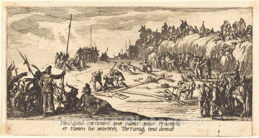 Art Print : Jacques Callot, The Nailing to The Cross, c. 1618 - Vintage Wall Art