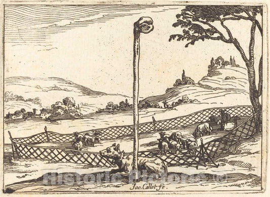 Art Print : Jacques Callot, The Vigilant Eye, 1628 - Vintage Wall Art