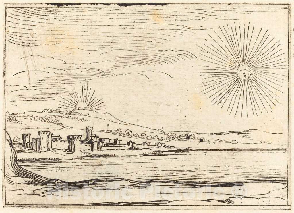 Art Print : Jacques Callot, Sun Rising, 1628 - Vintage Wall Art