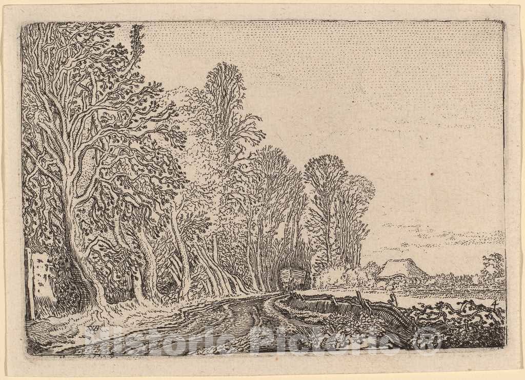 Art Print : Willem Buytewech, Road at The Edge of The Forest, 1621 - Vintage Wall Art