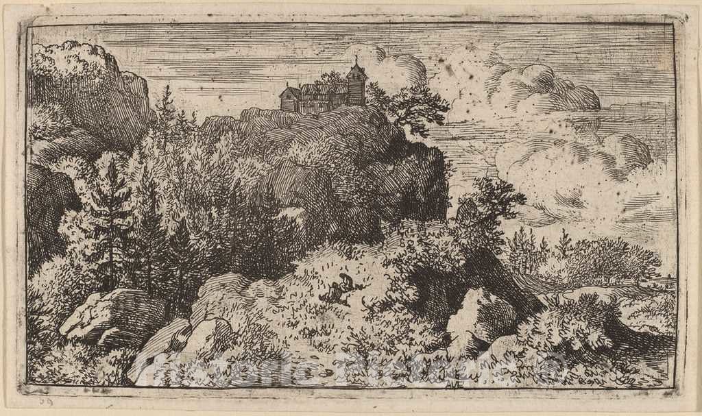 Art Print : Allart Van Everdingen, Firs in The Defile, c.1651 - Vintage Wall Art