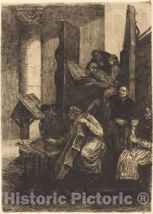 Art Print : Alphonse Legros, Choir in a Spanish Church (Le choeur d'une eglise espagnole), 1860 - Vintage Wall Art