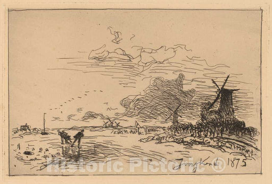 Art Print : Johan Barthold Jongkind, Holland Canal, Near Rotterdam (Canal de Hollande, pres de Rotterdam (Hiver)), 1875 - Vintage Wall Art