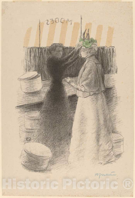 Art Print : FÃ©lix Vallotton, The Green Hat (Le Chapeau vert), 1896 - Vintage Wall Art