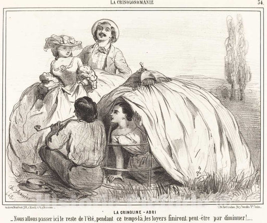 Art Print : Charles Vernier, La Crinoline-Abri, 1848 - Vintage Wall Art