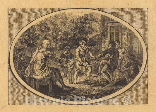 Art Print : Thomas Bewick, The Boasting Traveler, 1818 - Vintage Wall Art