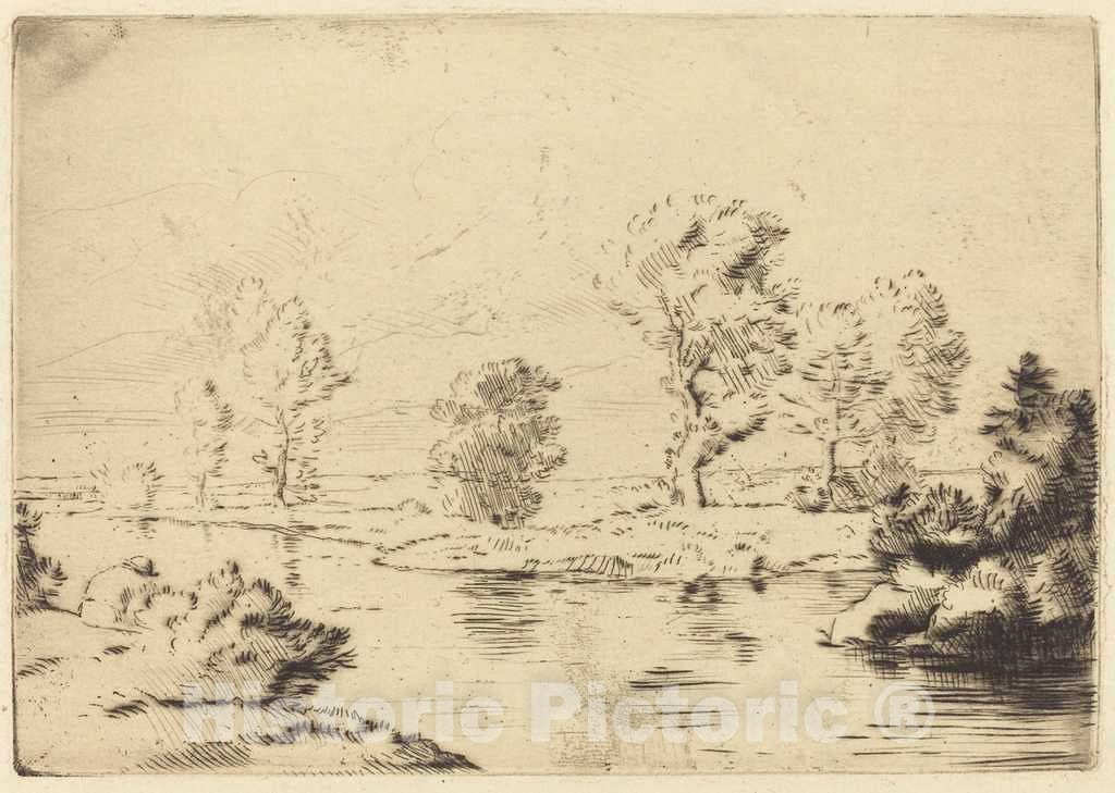 Art Print : Alphonse Legros, Banks of The Marne (Bord de la Marne) - Vintage Wall Art