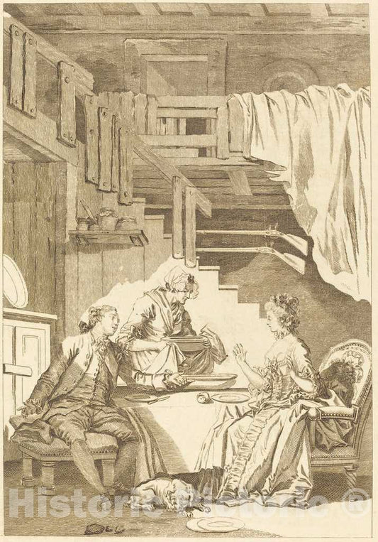 Art Print : Dambrun and Tilliard After Fragonard, Le faucon - Vintage Wall Art