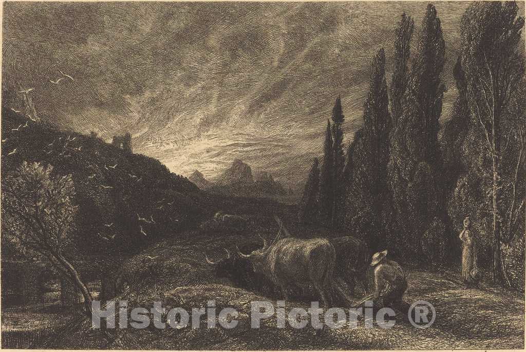 Art Print : Samuel Palmer, The Early Ploughman, c. 1860 - Vintage Wall Art