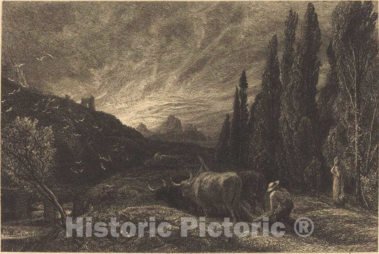 Art Print : Samuel Palmer, The Early Ploughman, c. 1860 - Vintage Wall Art