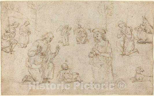 Art Print : Pietro Perugino, The Adoration of The Shepherds, c. 1505 - Vintage Wall Art