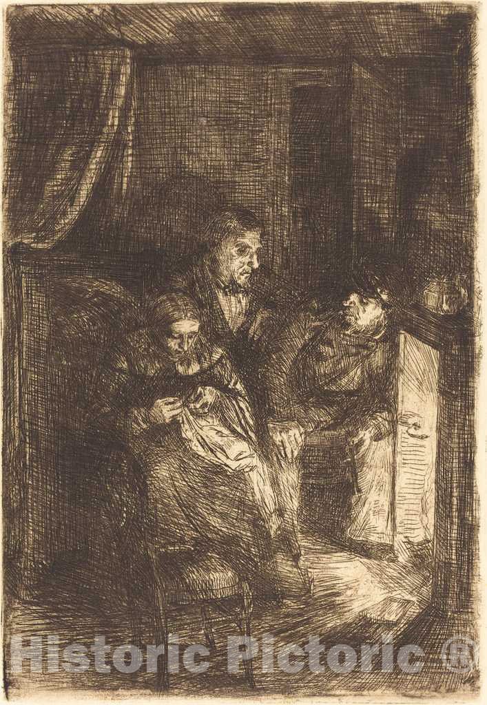 Art Print : Alphonse Legros, The Hearth (Le Foyer) - Vintage Wall Art