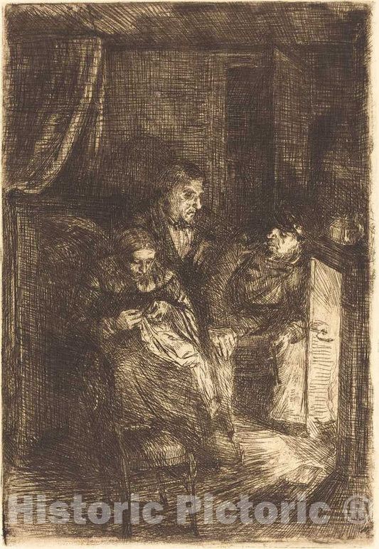 Art Print : Alphonse Legros, The Hearth (Le Foyer) - Vintage Wall Art