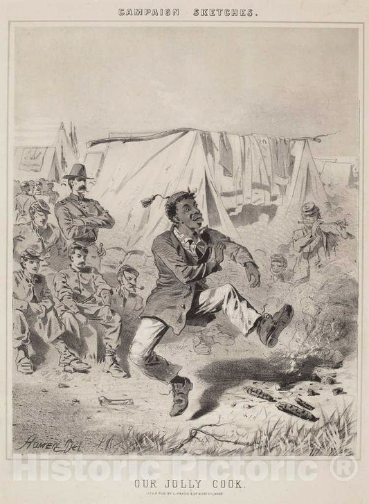 Art Print : Winslow Homer, Our Jolly Cook (Campaign Sketches) - Vintage Wall Art