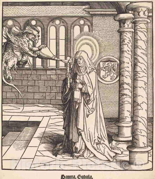 Art Print : Leonhard Beck, Saint Gudula, c.1517 - Vintage Wall Art
