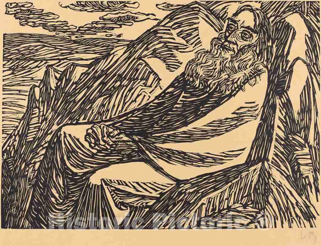Art Print : Ernst Barlach, The Seventh Day, 1920 - Vintage Wall Art