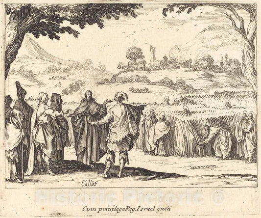 Art Print : Jacques Callot, Jesus with The Pharisees, 1635 - Vintage Wall Art