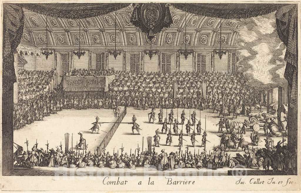 Art Print : Jacques Callot, Combat at The Barrier, 1627 - Vintage Wall Art