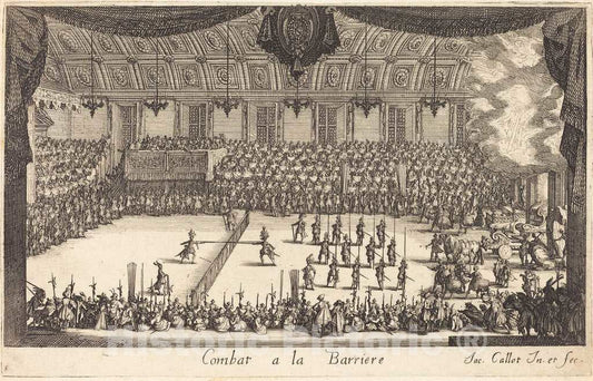 Art Print : Jacques Callot, Combat at The Barrier, 1627 - Vintage Wall Art