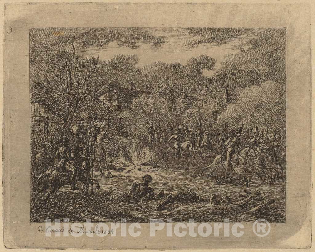 Art Print : Gerhardus Emaus de Micault, Explosion of a Grenade (L'Explosion d'une Grenade), 1854 - Vintage Wall Art