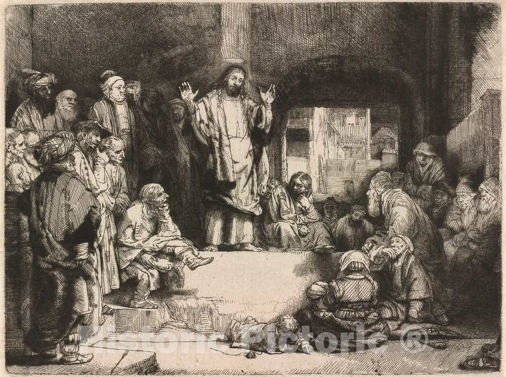 Art Print : Rembrandt, Christ Preaching (La Petite Tombe), c. 1652 - Vintage Wall Art
