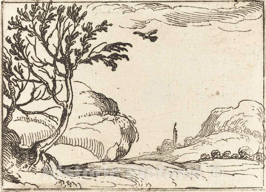 Art Print : Jacques Callot, Turtle Dove Flying in The Desert - Vintage Wall Art