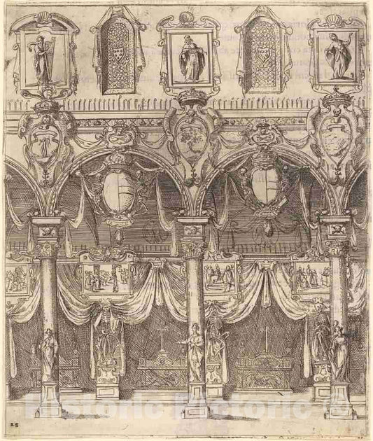 Art Print : Jacques Callot, Side Aisle of San Lorenzo, Florence, 1612 - Vintage Wall Art