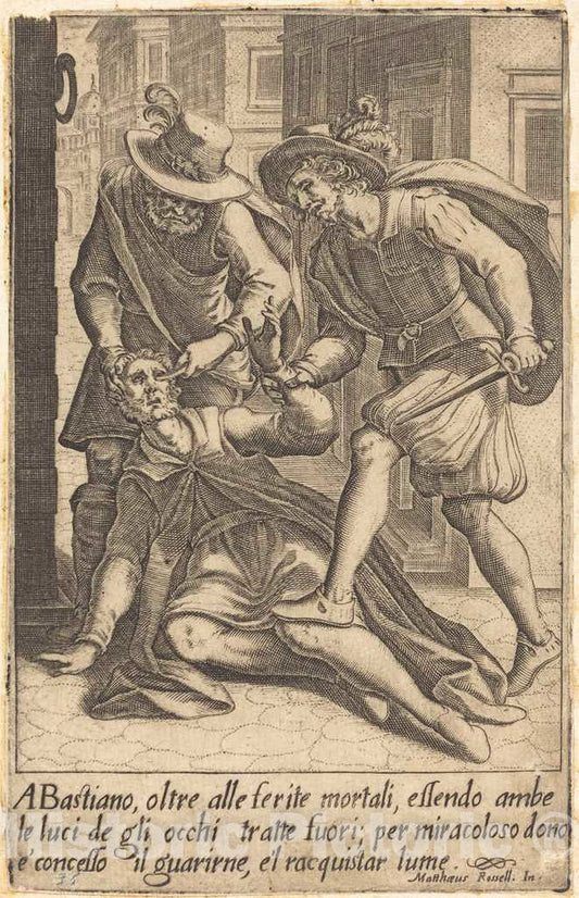 Art Print : Callot After Matteo Rosselli, Bastiano, 1619 - Vintage Wall Art