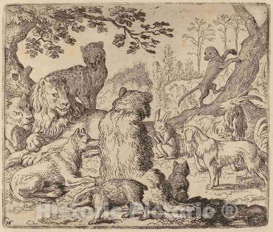 Art Print : Allart Van Everdingen, The Lion Orders a Mass Assault on Reynard, c.1651 - Vintage Wall Art