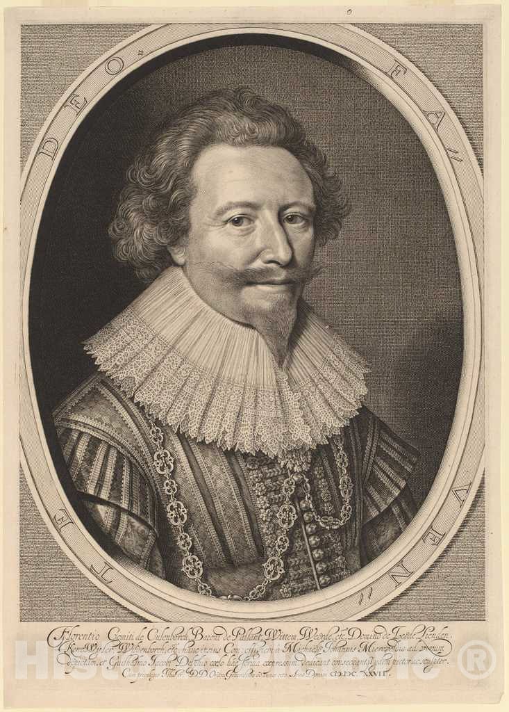 Art Print : Delff After Michiel Van Miereveld, Florent II, Count of Pallandt, in or After 1627 - Vintage Wall Art