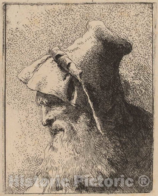 Art Print : Giovanni Domenico Tiepolo, Profile of an Old Man with a Beard, c. 1762 - Vintage Wall Art