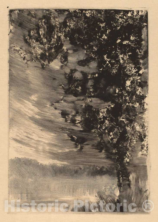 Art Print : William Fowler Hopson, Moonlit Landscape with Tree at The Right, c. 1903 - Vintage Wall Art