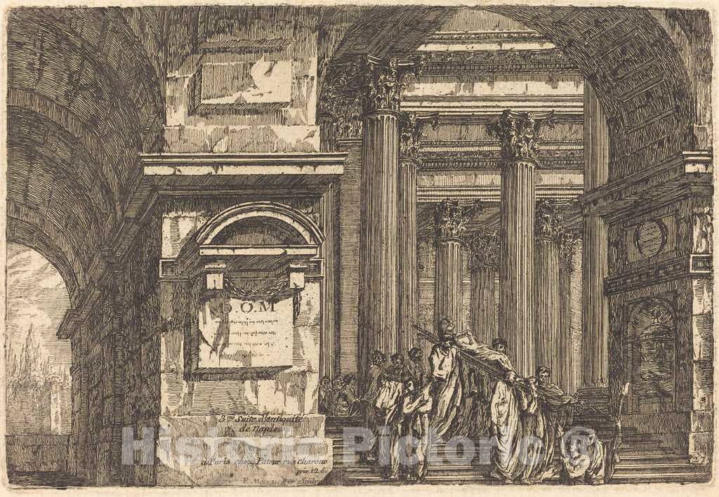Art Print : Pierre Moreau, Funeral Scene in Imaginary Architecture - Vintage Wall Art