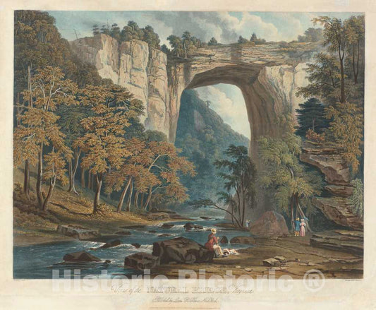 Art Print : Bennett After Ward, View of The Natural Bridge, 1835 - Vintage Wall Art