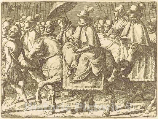 Art Print : Raffaello Schiaminossi, Margaret of Austria on Horseback, 1612 - Vintage Wall Art