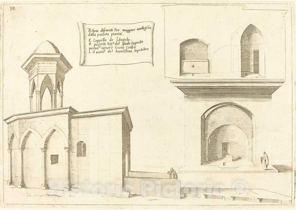 Art Print : Jacques Callot, Elevation of The Church of The Holy Sepulchre, 1619 - Vintage Wall Art