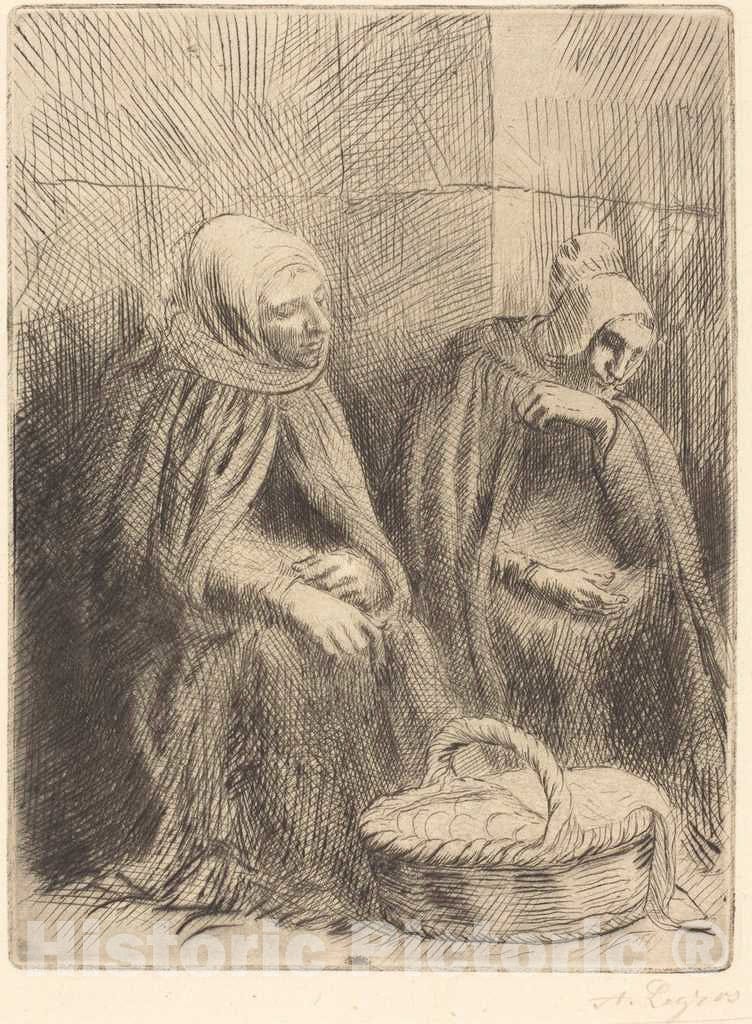 Art Print : Alphonse Legros, Egg-Sellers, 1st Plate (Les marchandes d'oeufs) - Vintage Wall Art