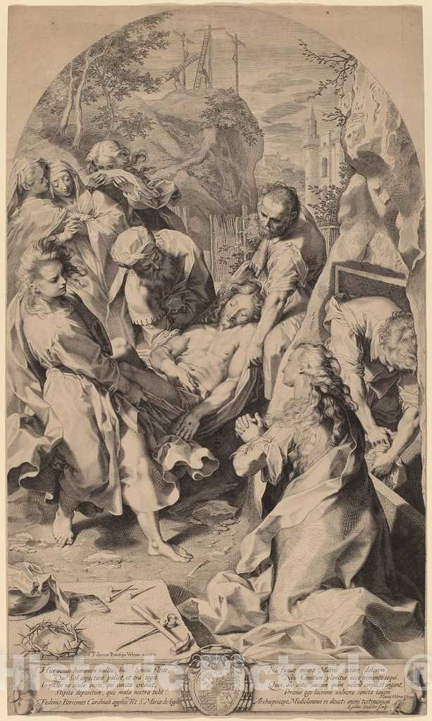 Art Print : Sadeler II After Barocci, The Entombment - Vintage Wall Art