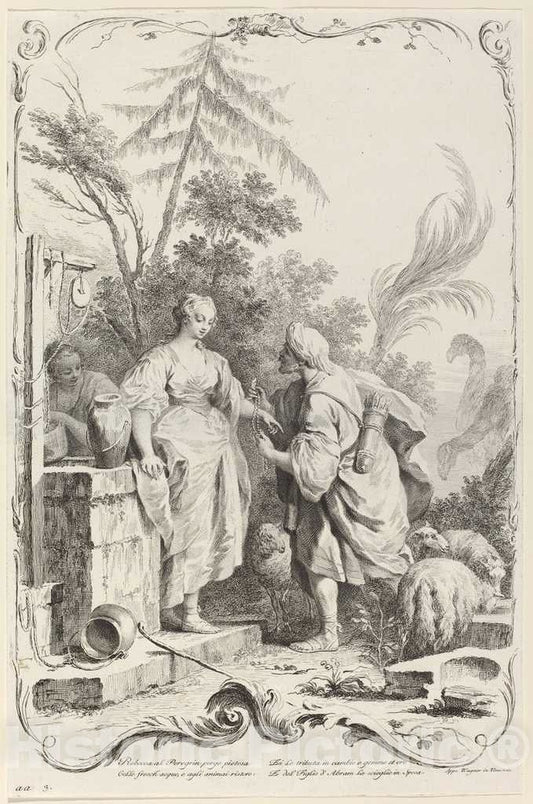 Art Print : Wagner After Amigoni, Rebecca at The Well, c. 1745 - Vintage Wall Art