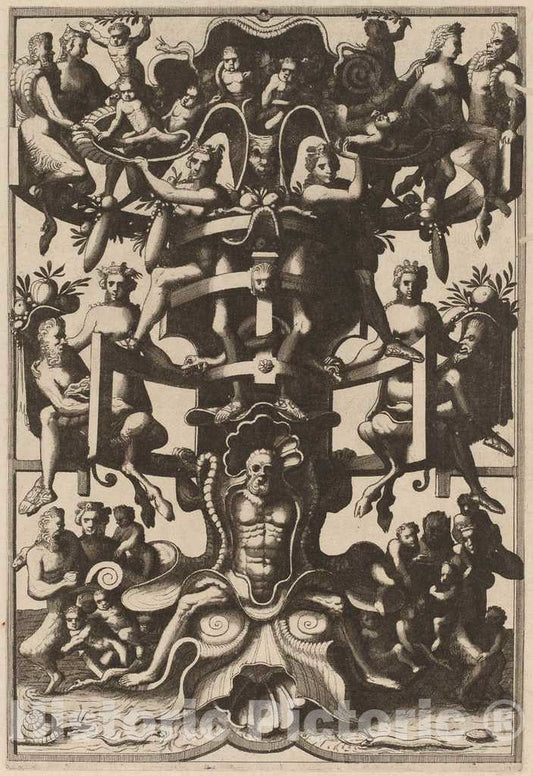Art Print : Cornelis Floris II, Grotesque, 1557 - Vintage Wall Art