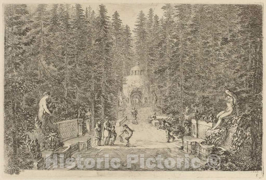 Art Print : Stefano Della Bella, The Water Spray, 1653 - Vintage Wall Art