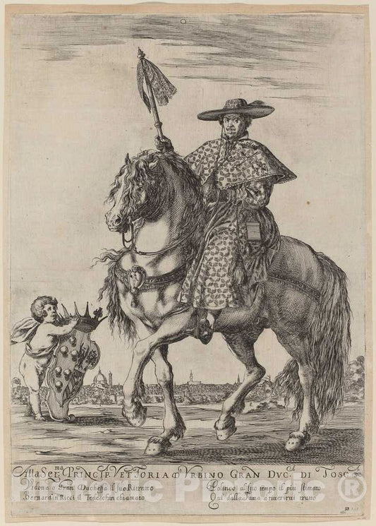 Art Print : Stefano Della Bella, Il Tedeschino, 1637 - Vintage Wall Art