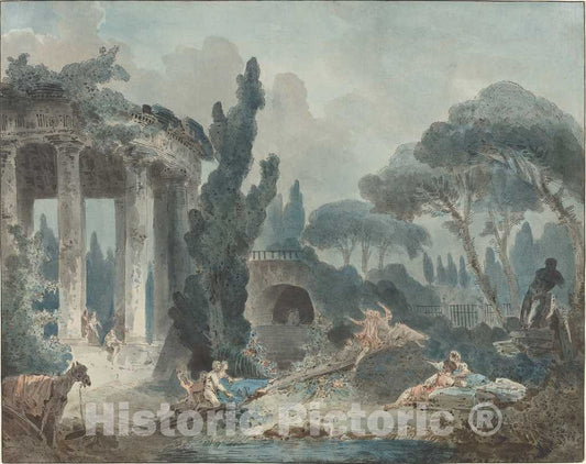 Art Print : Hubert Robert, The Seesaw - Vintage Wall Art