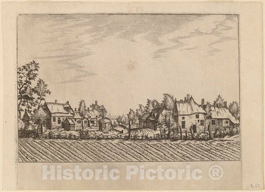 Art Print : Doetechum, Farms, c.1560 - Vintage Wall Art